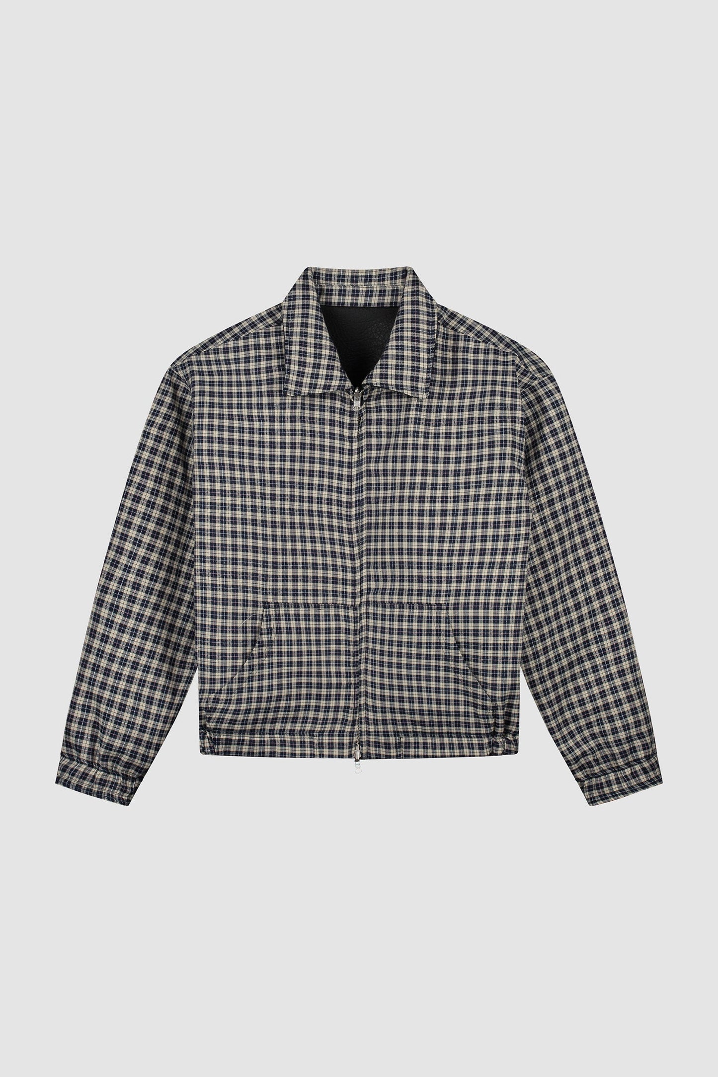 Veste en cuir réversible à carreaux - Noir/Plaid