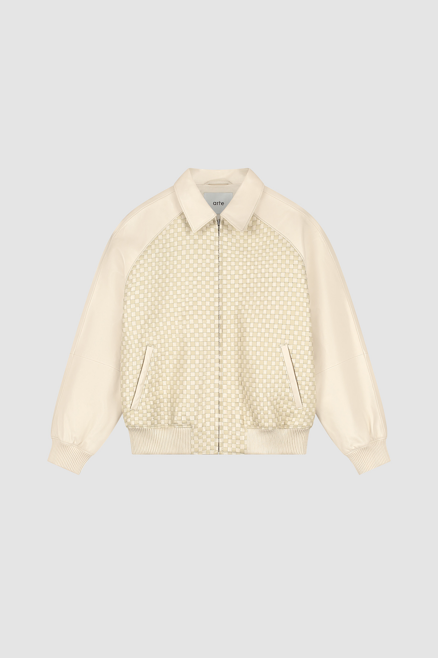 Veste en cuir carrée - Crème