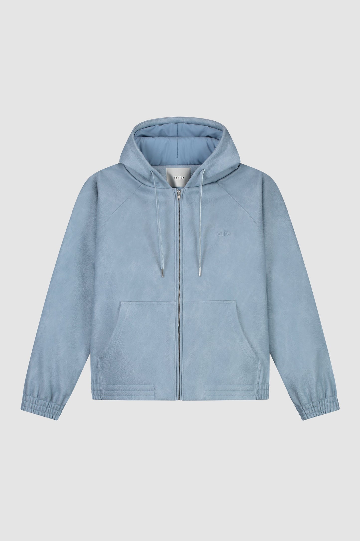 Veste à capuche en cuir - Bleu