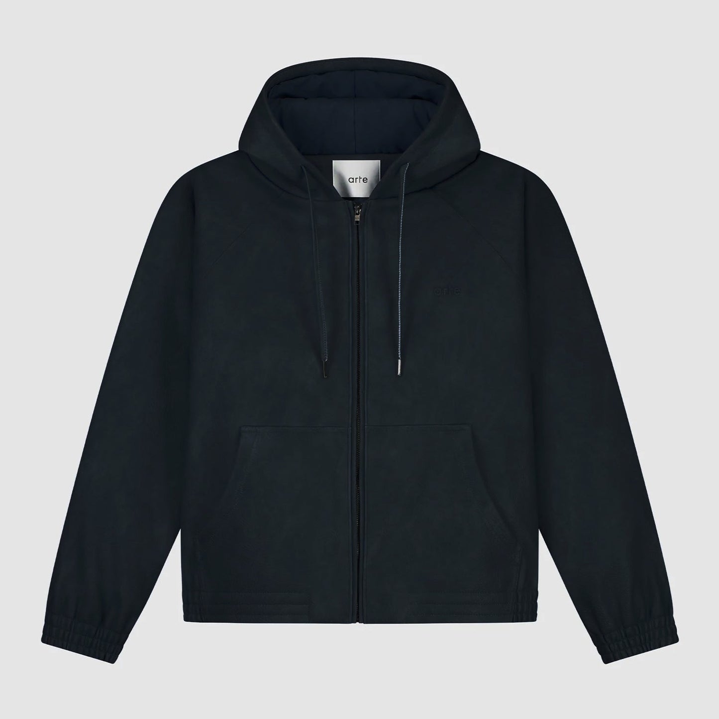 Veste à capuche en cuir - Marine