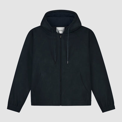 Veste à capuche en cuir - Marine