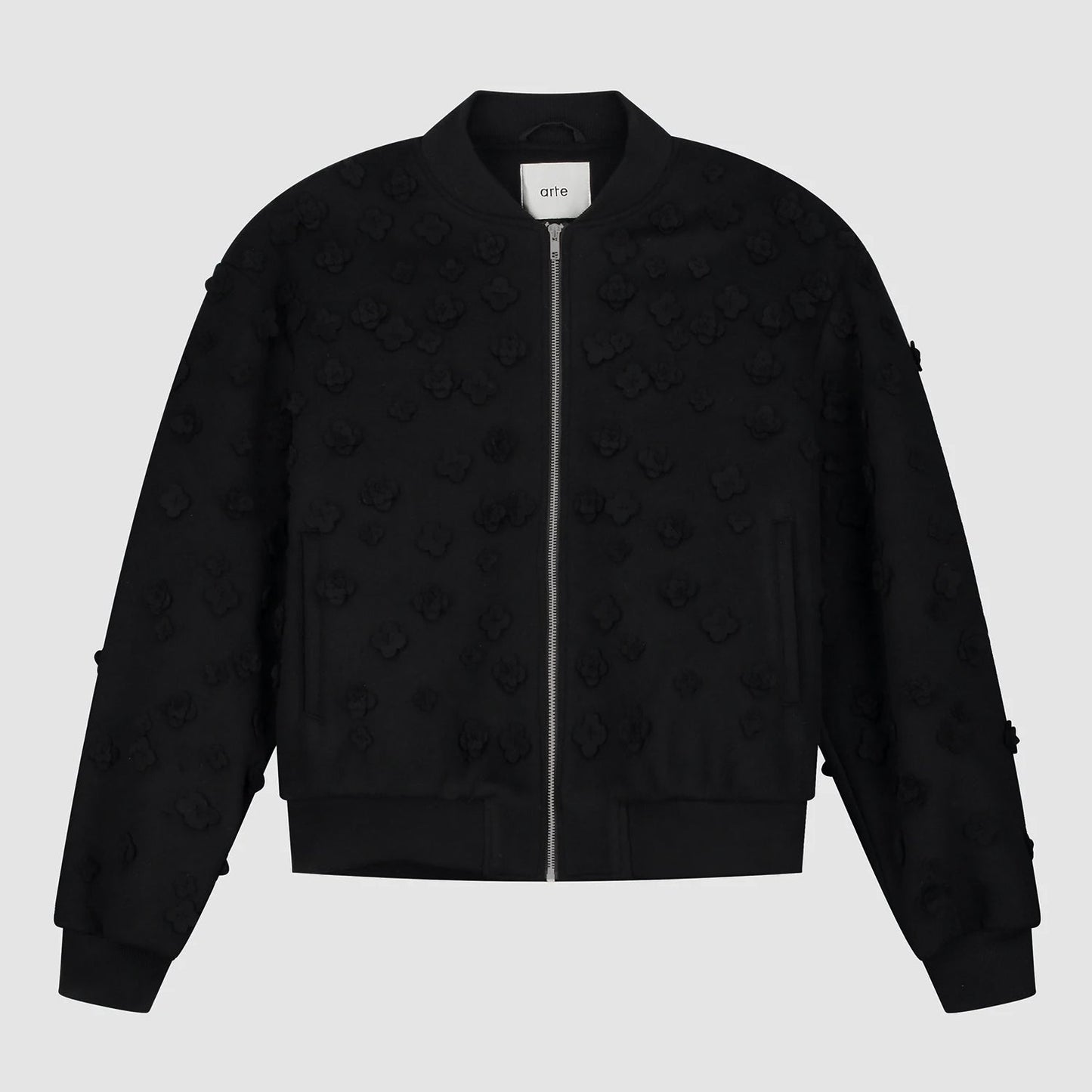 Blouson bombardier à fleurs - Noir