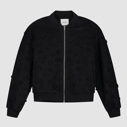 Blouson bombardier à fleurs - Noir