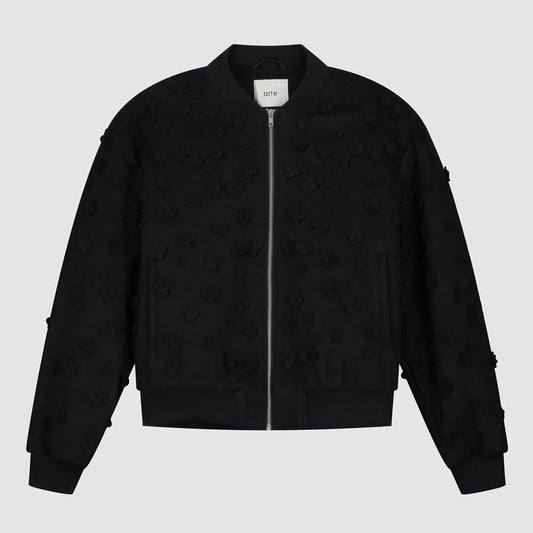 Blouson bombardier à fleurs - Noir