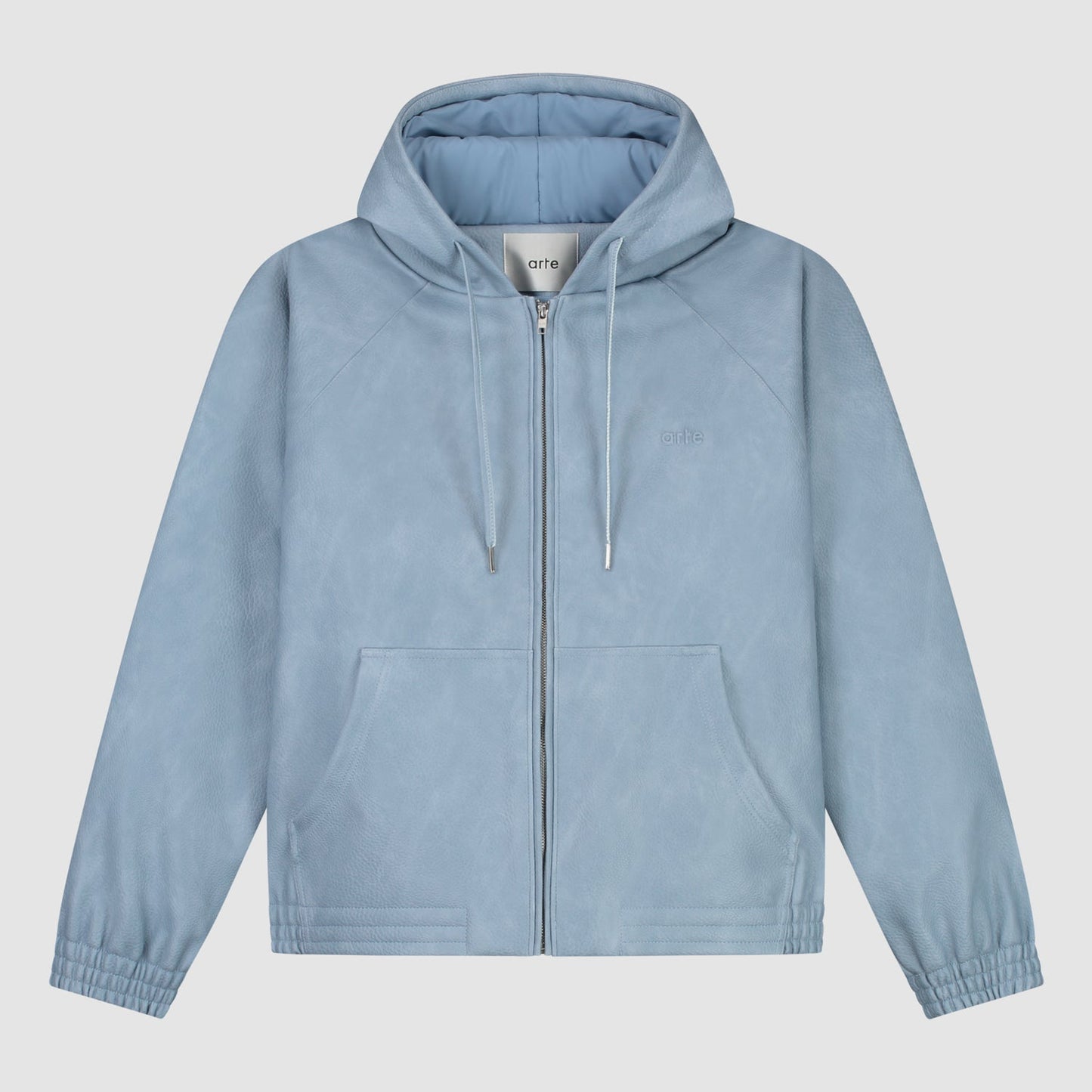 Veste à capuche en cuir - Bleu