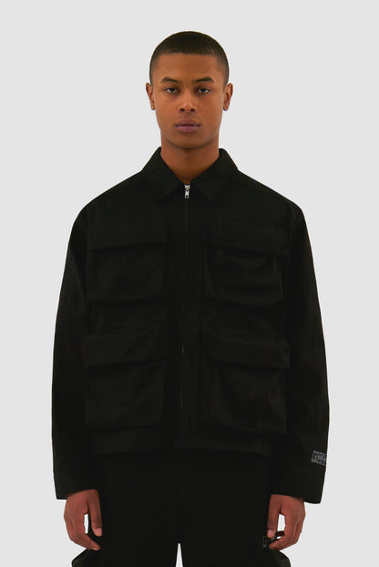 Veste en coton à poches 3D - Noir