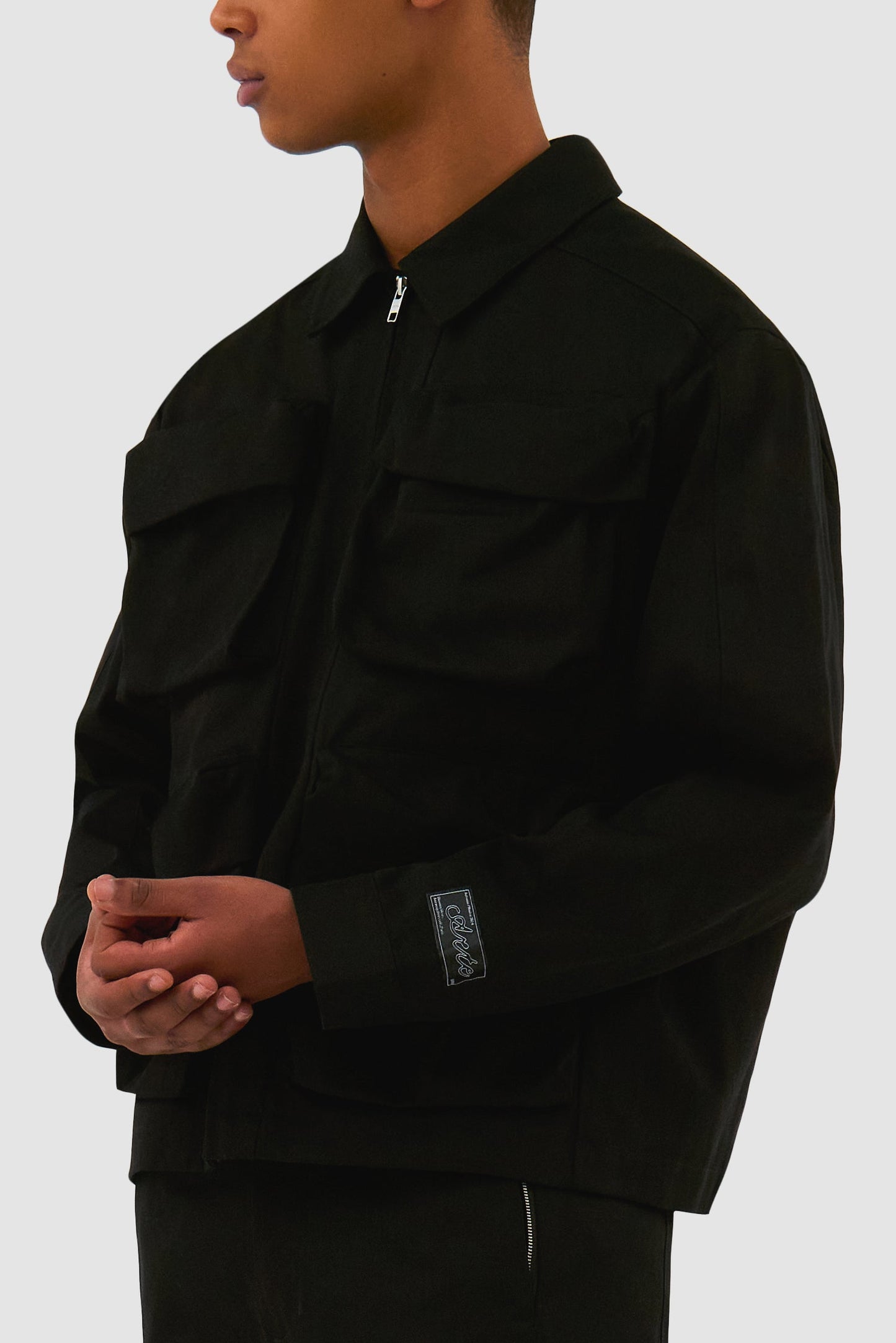 Veste en coton à poches 3D - Noir