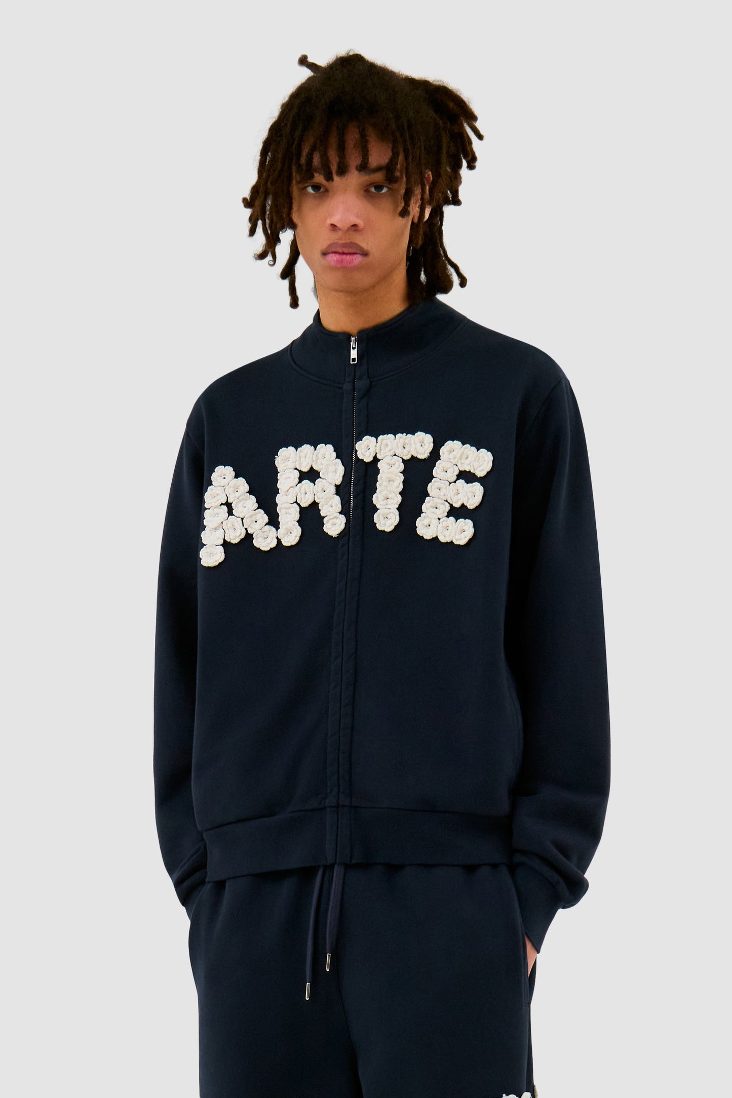 Veste à fleurs en crochet - Marine