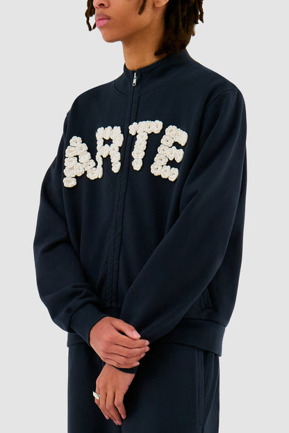 Veste à fleurs en crochet - Marine