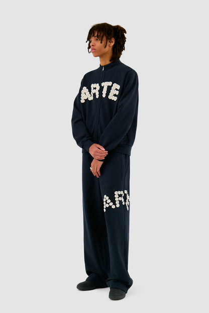 Veste à fleurs en crochet - Marine