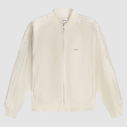 Veste à bandes fleuries - Crème