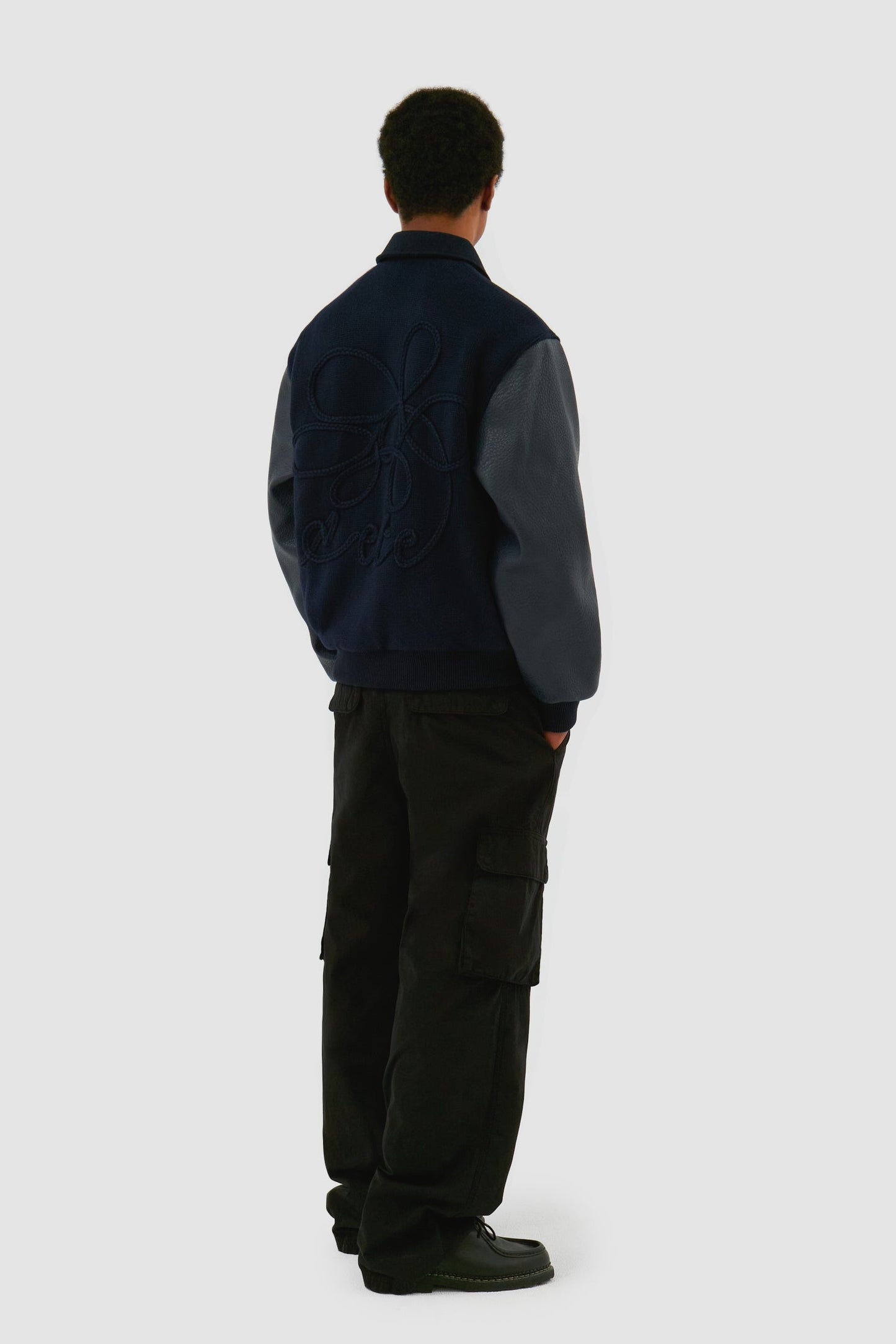 Blouson de survêtement à fleurs brodées - Marine