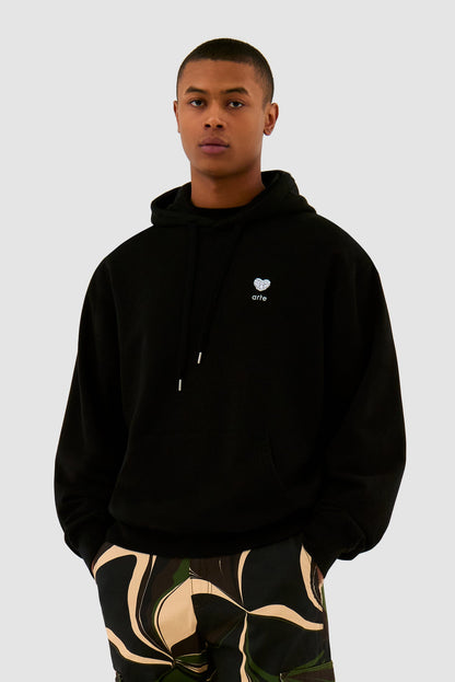 Sweat à capuche Heart Flower - Noir