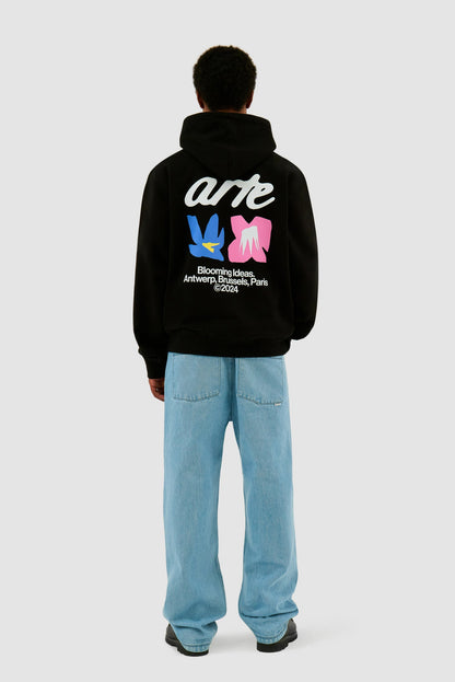 Sweat à capuche Duo Flower - Noir