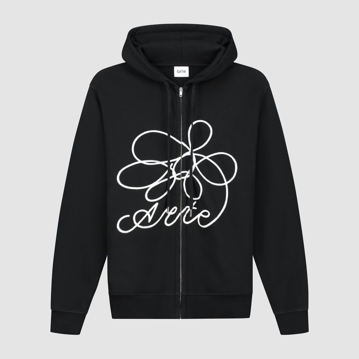 Sweat à capuche zippé avec logo fleuri - Noir
