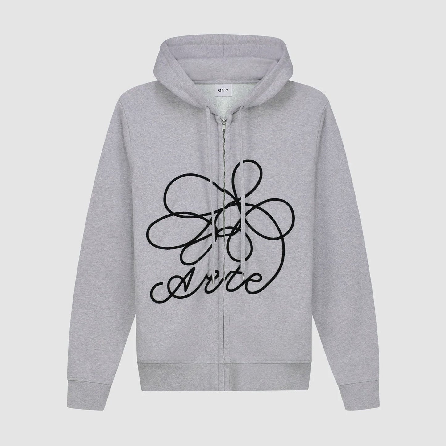 Sweat à capuche zippé avec logo fleuri - Gris