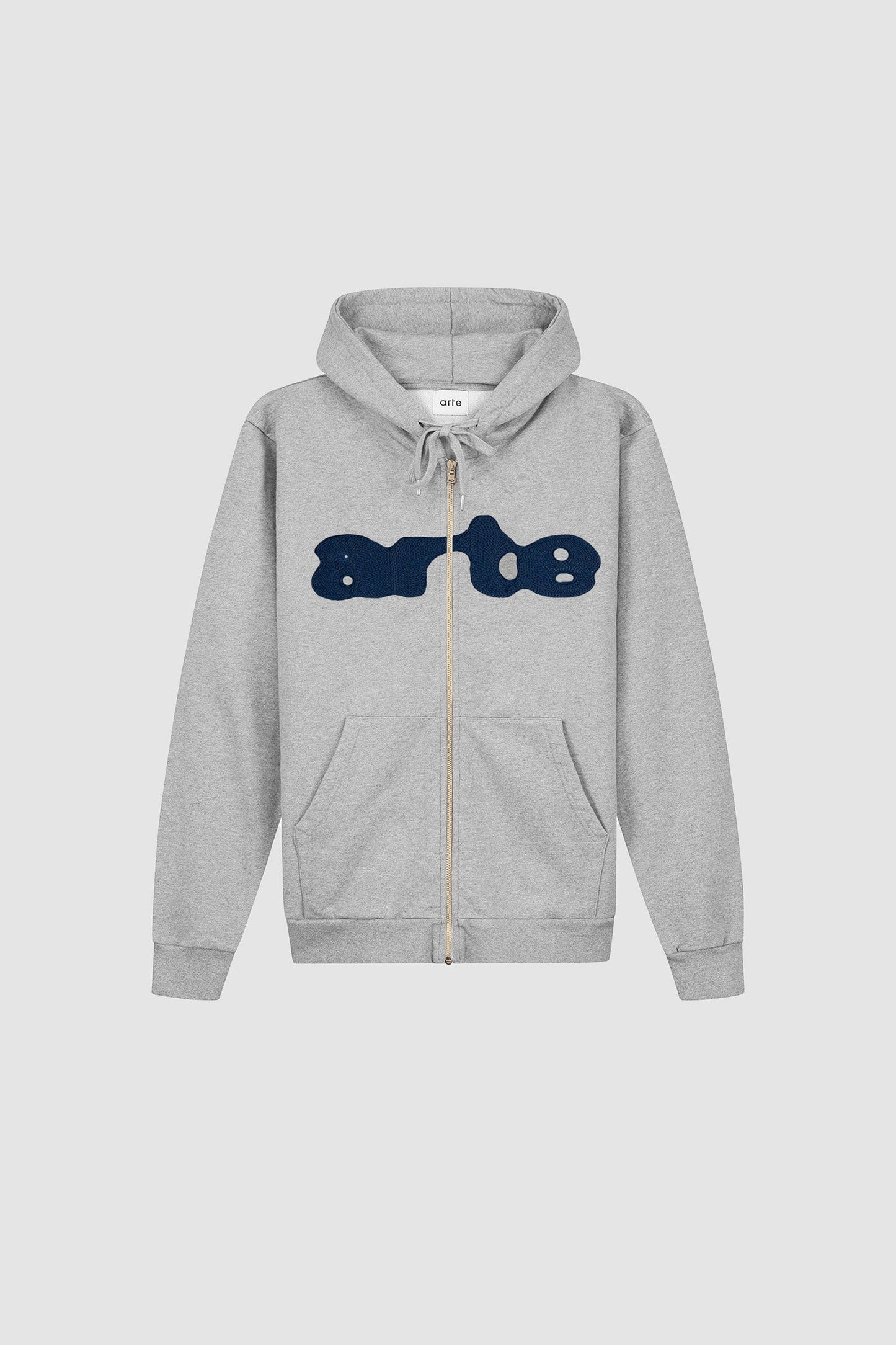 Sweat à capuche zippé brodé - Gris