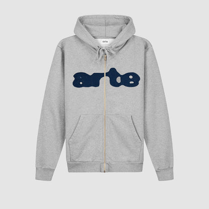 Sweat à capuche zippé brodé - Gris