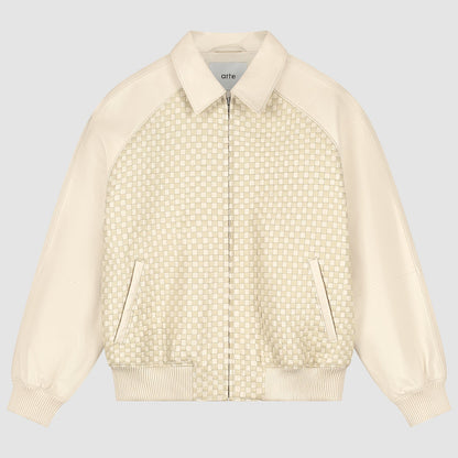 Veste en cuir carrée - Crème