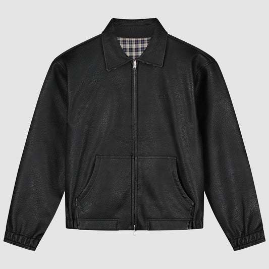 Veste en cuir réversible à carreaux - Noir/Plaid