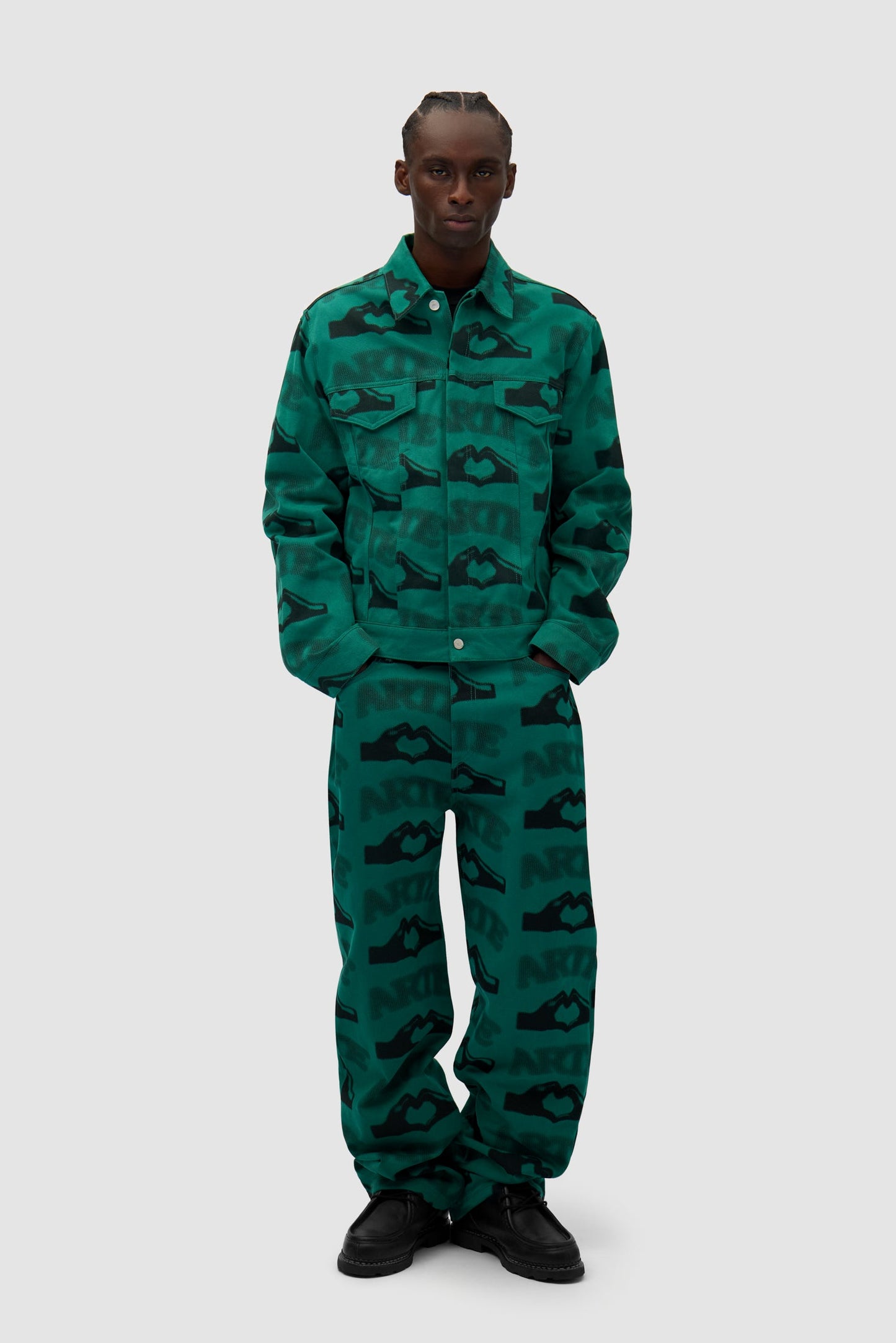 Veste imprimée en forme de cœur - Vert