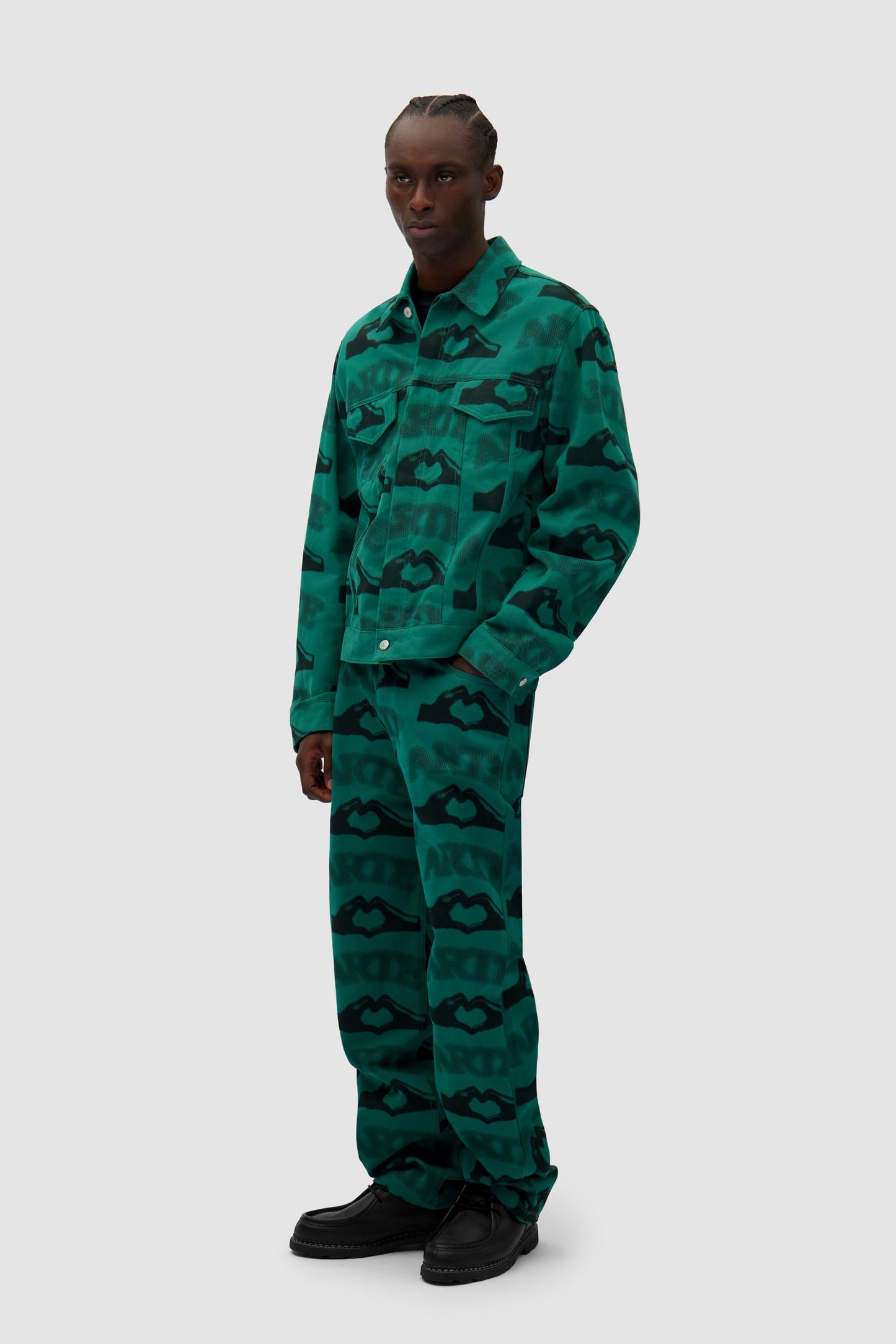 Veste imprimée en forme de cœur - Vert