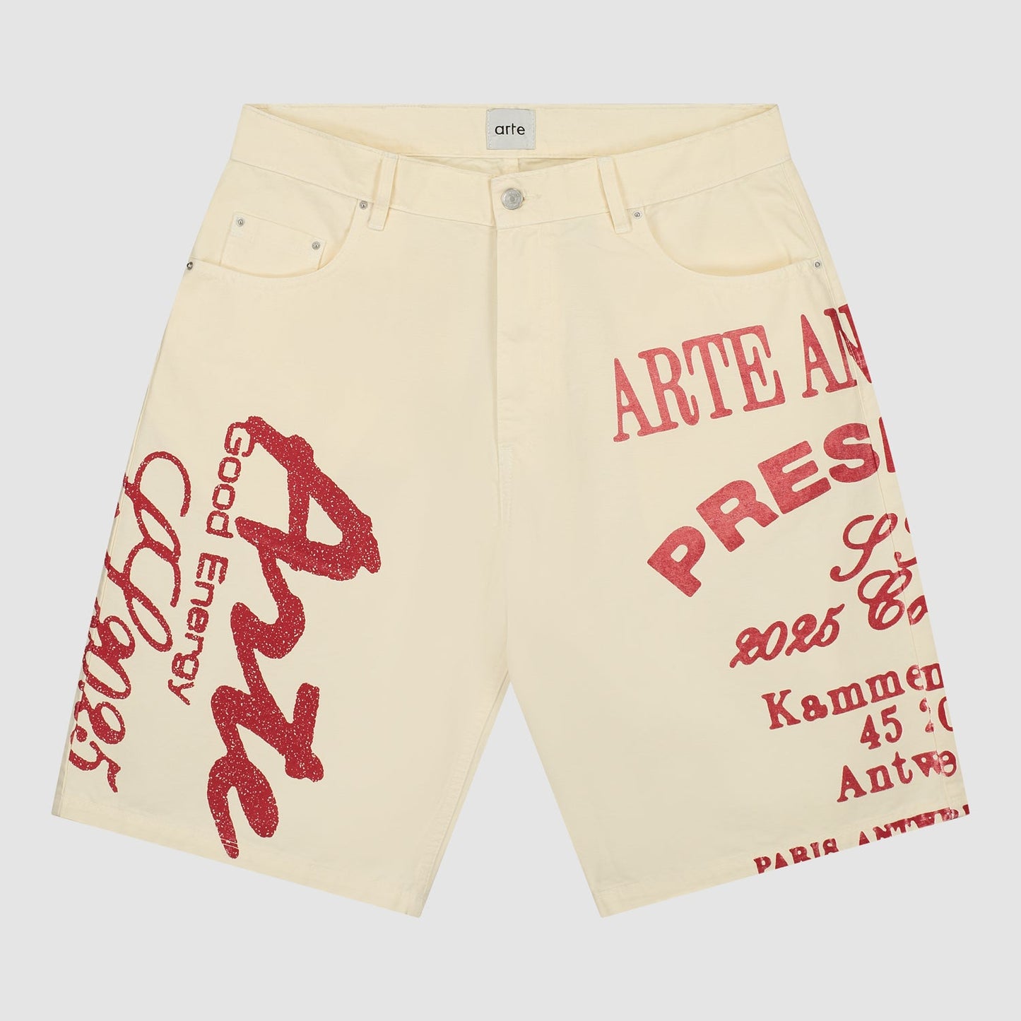 Short imprimé rouge - Crème