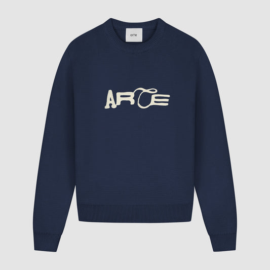 Pull en maille avec logo - Navy