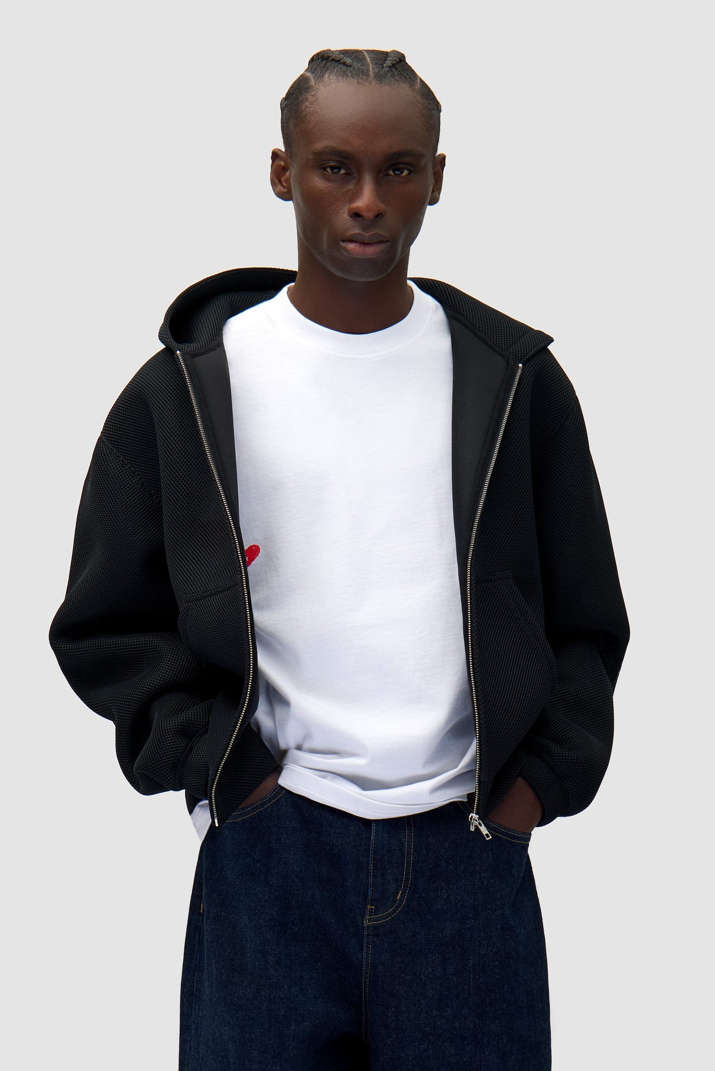 Veste à capuche en maille - Noir