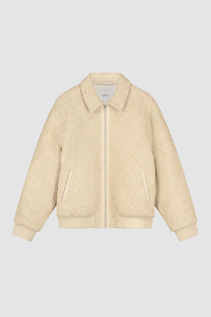 Veste en cuir tressé - Crème