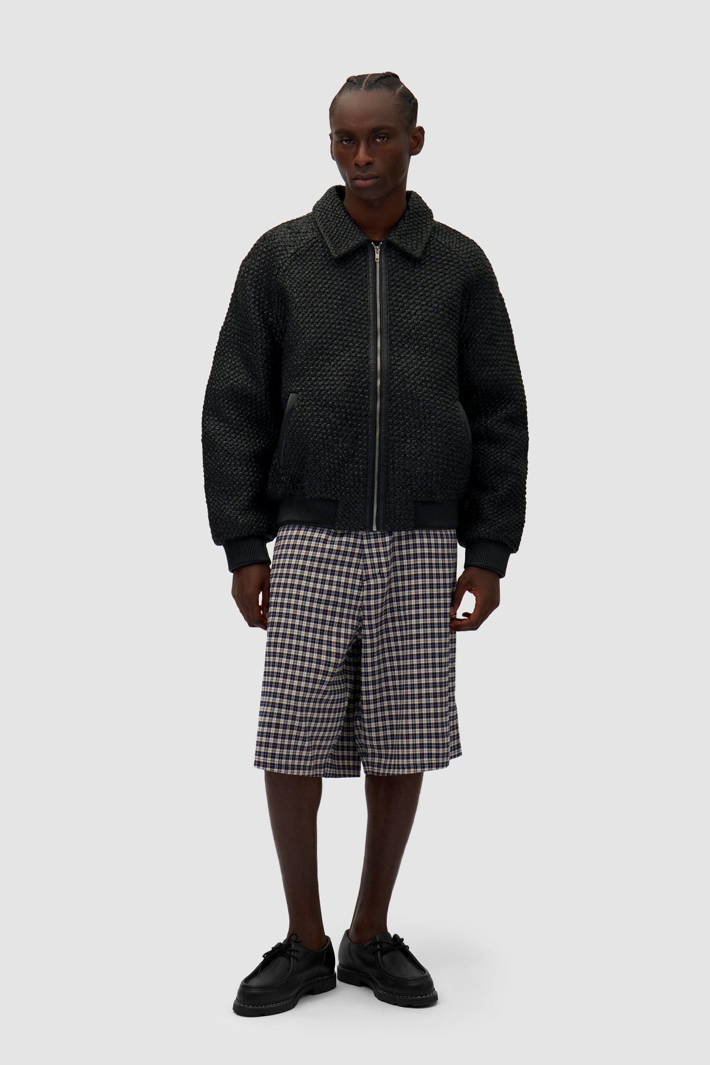 Veste en cuir tressé - Noir