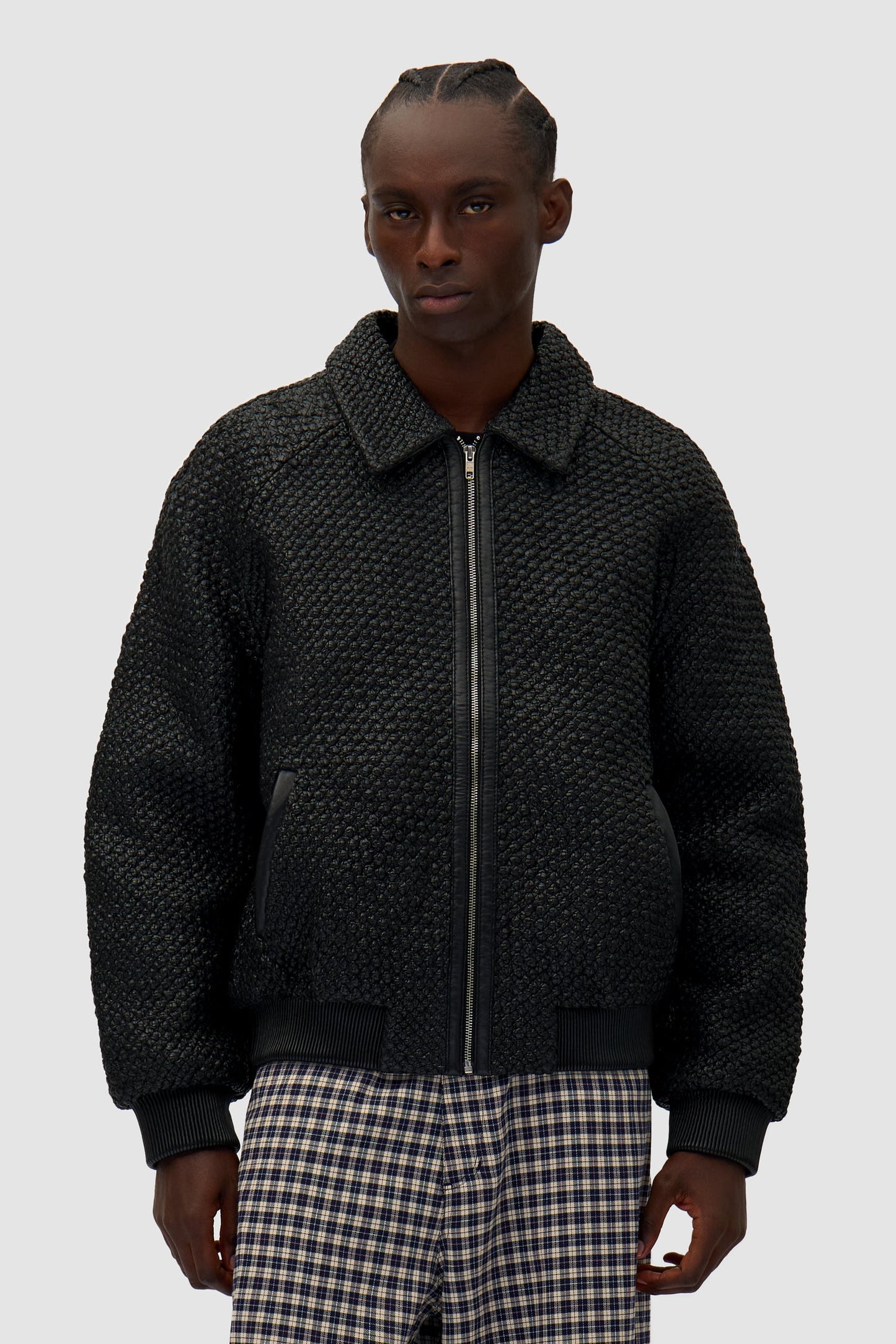 Veste en cuir tressé - Noir