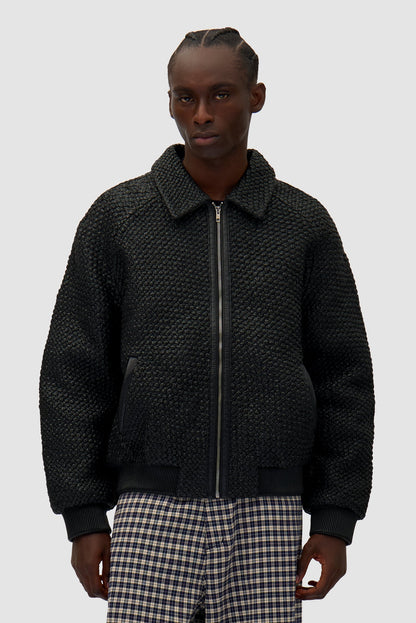 Veste en cuir tressé - Noir