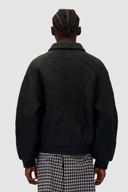 Veste en cuir tressé - Noir