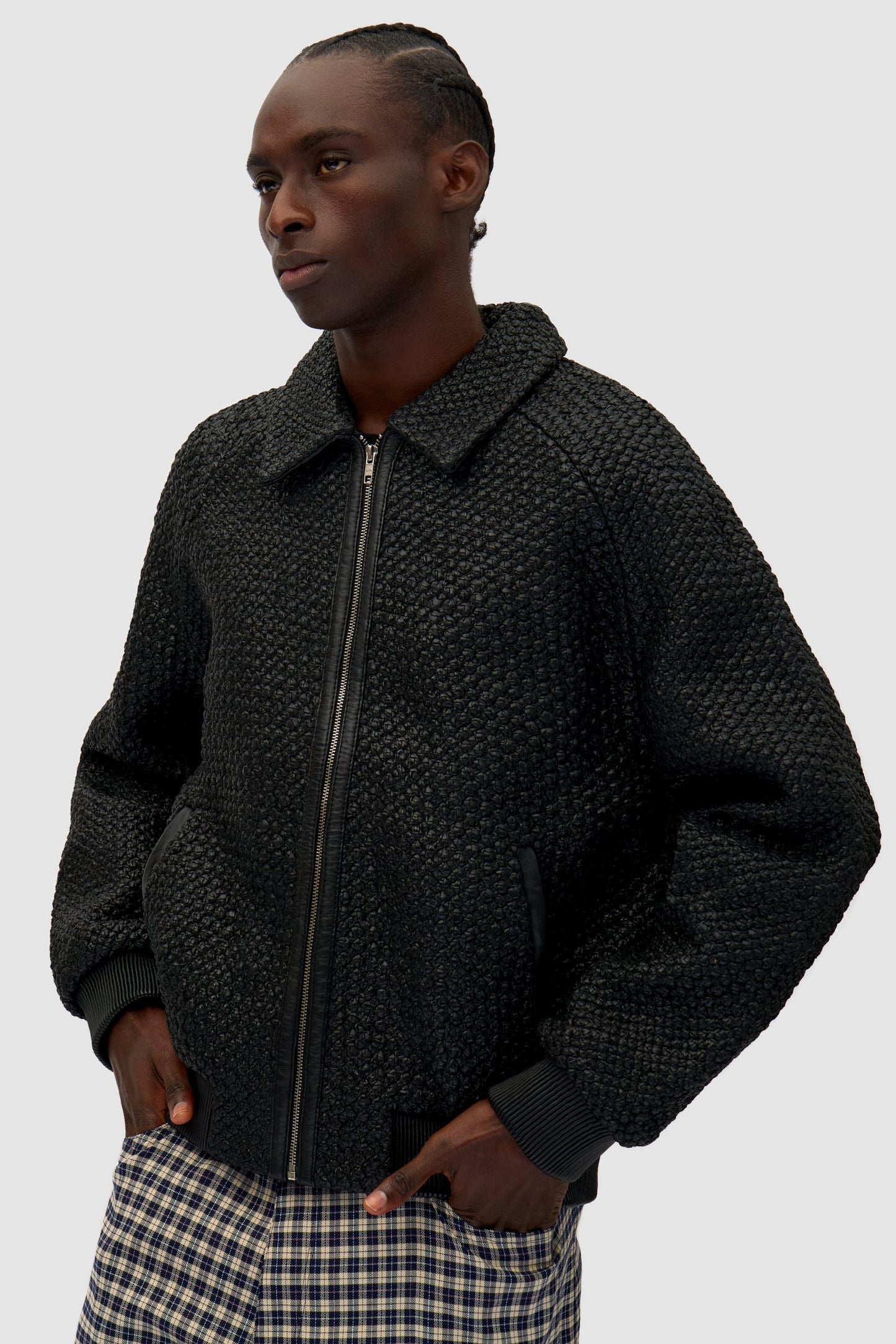 Veste en cuir tressé - Noir