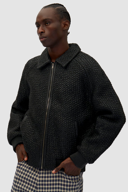 Veste en cuir tressé - Noir