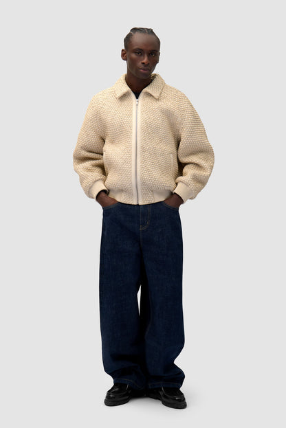 Veste en cuir tressé - Crème