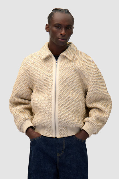 Veste en cuir tressé - Crème