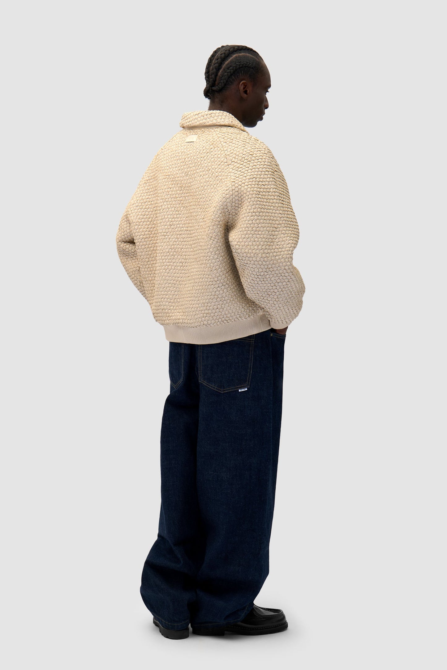 Veste en cuir tressé - Crème