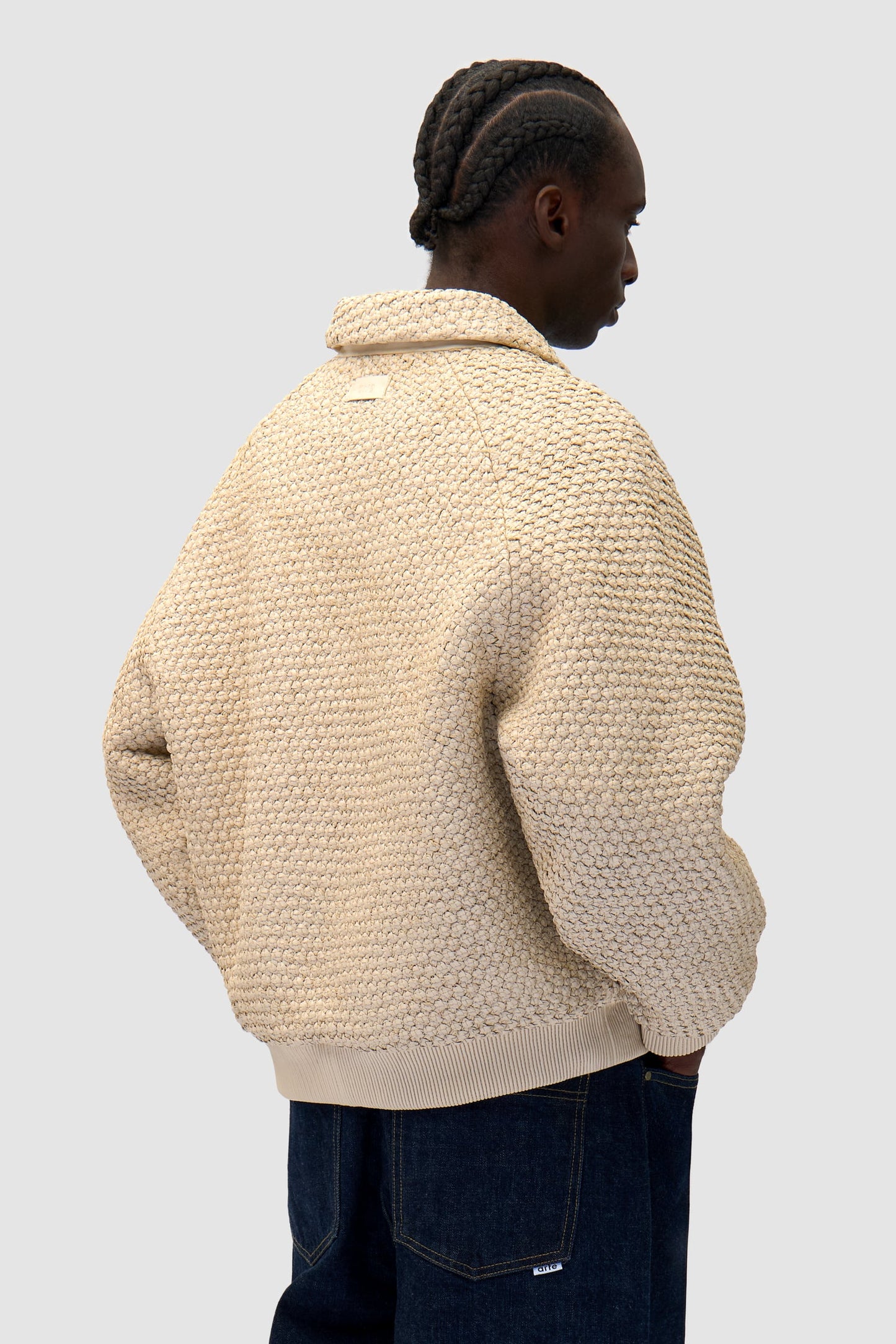 Veste en cuir tressé - Crème