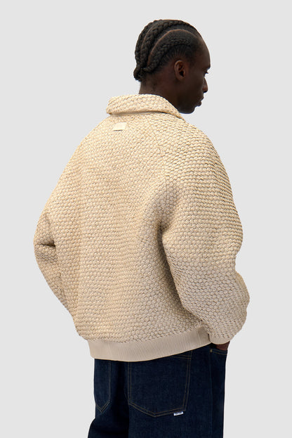 Veste en cuir tressé - Crème