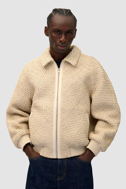 Veste en cuir tressé - Crème