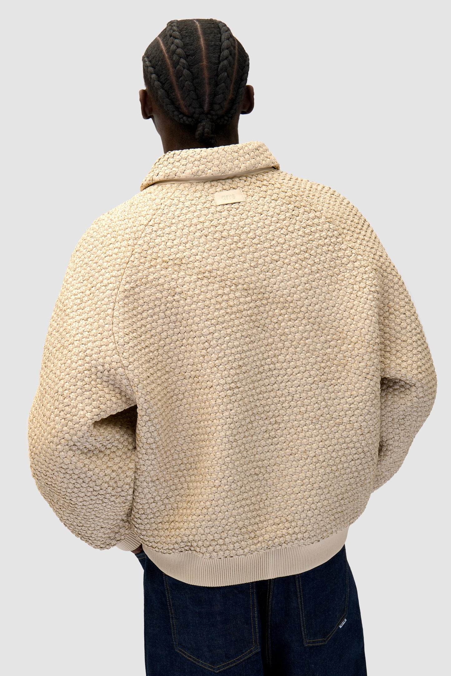 Veste en cuir tressé - Crème