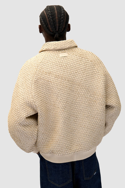 Veste en cuir tressé - Crème