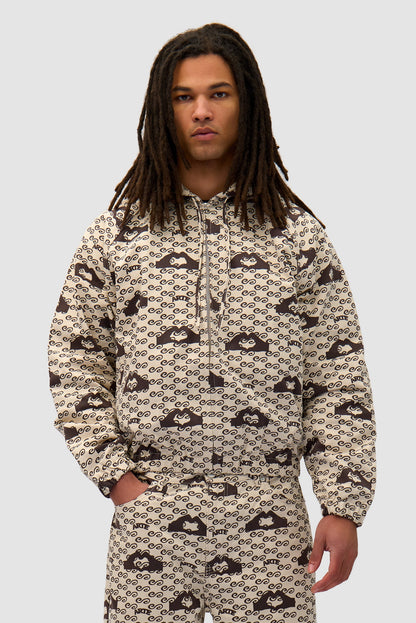 Veste imprimée en forme de cœur - crème/marron