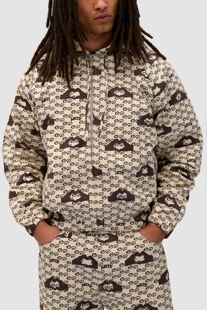 Veste imprimée en forme de cœur - crème/marron