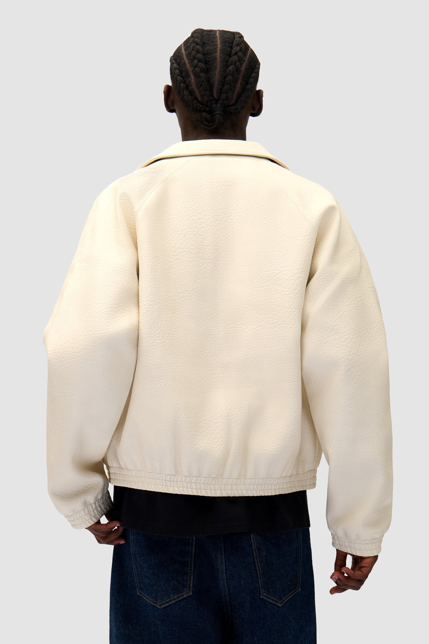 Veste en cuir à gros logo - Crème