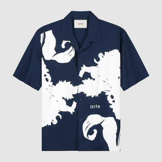 Chemise Big Flower - Bleu marine/blanc