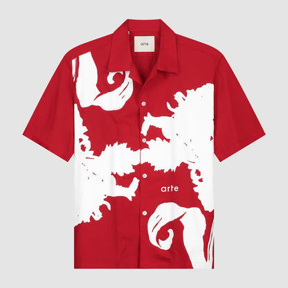 Chemise Big Flower - rouge/blanc