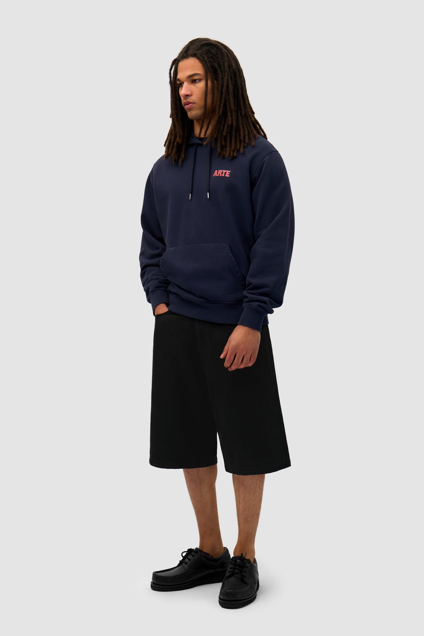 Sweat à capuche avec impression murale dans le dos - Navy